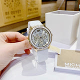 Buy Shop Michael Kors Jessa Quartz Gold Dial White Silicone Strap Watch For Women - MK7267 USA Online
