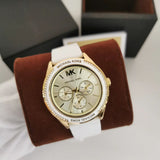 Buy Shop Michael Kors Jessa Quartz Gold Dial White Silicone Strap Watch For Women - MK7267 USA Online
