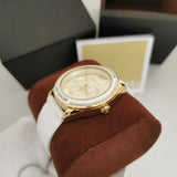Buy Shop Michael Kors Jessa Quartz Gold Dial White Silicone Strap Watch For Women - MK7267 USA Online