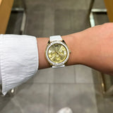 Buy Shop Michael Kors Jessa Quartz Gold Dial White Silicone Strap Watch For Women - MK7267 USA Online