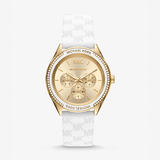 Buy Shop Michael Kors Jessa Quartz Gold Dial White Silicone Strap Watch For Women - MK7267 USA Online
