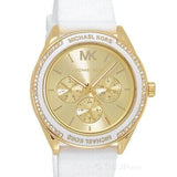 Buy Shop Michael Kors Jessa Quartz Gold Dial White Silicone Strap Watch For Women - MK7267 USA Online