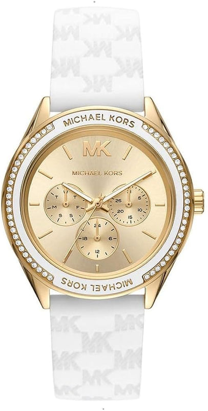 Buy Shop Michael Kors Jessa Quartz Gold Dial White Silicone Strap Watch For Women - MK7267 USA Online