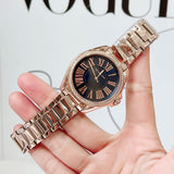 Buy Shop Michael Kors Kacie Three Hand Black Dial Rose Gold Steel Strap Watch for Women - MK6930 USA Online