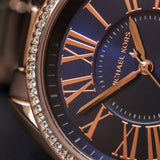 Buy Shop Michael Kors Kacie Three Hand Black Dial Rose Gold Steel Strap Watch for Women - MK6930 USA Online