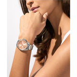Buy Shop Michael Kors Kacie Three-Hand Gold Dial Silver Steel Strap Watch for Women - MK4854 USA Online