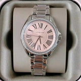 Buy Shop Michael Kors Kacie Three Hand Pink Dial Silver Steel Strap Watch for Women - MK6929 USA Online
