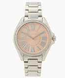 Buy Shop Michael Kors Kacie Three Hand Pink Dial Silver Steel Strap Watch for Women - MK6929 USA Online