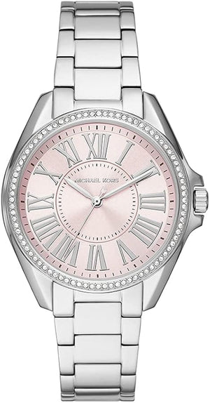 Buy Shop Michael Kors Kacie Three Hand Pink Dial Silver Steel Strap Watch for Women - MK6929 USA Online