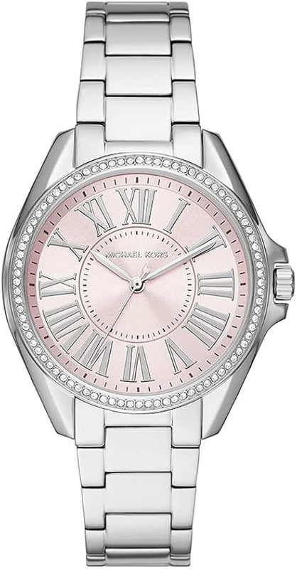 Buy Shop Michael Kors Kacie Three Hand Pink Dial Silver Steel Strap Watch for Women - MK6929 USA Online