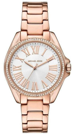 Buy Shop Michael Kors Kacie Three-Hand White Dial Rose Gold Steel Strap Watch for Women - MK4853 USA Online