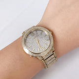 Buy Shop Michael Kors Kerry Crystals Gold Dial Gold Steel Strap Watch For Women - MK3360 USA Online
