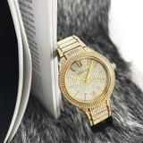 Buy Shop Michael Kors Kerry Crystals Gold Dial Gold Steel Strap Watch For Women - MK3360 USA Online