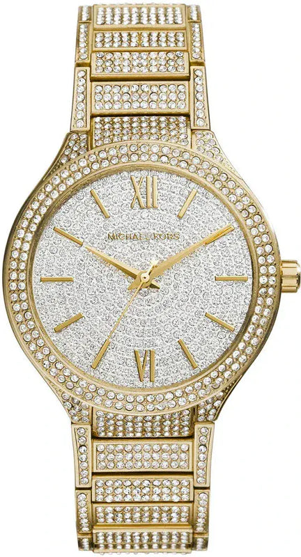 Buy Shop Michael Kors Kerry Crystals Gold Dial Gold Steel Strap Watch For Women - MK3360 USA Online