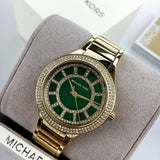 Buy Shop Michael Kors Kerry Green Dial Gold Steel Strap Watch for Women - MK3409 USA Online