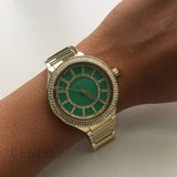 Buy Shop Michael Kors Kerry Green Dial Gold Steel Strap Watch for Women - MK3409 USA Online