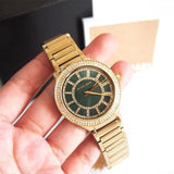 Buy Shop Michael Kors Kerry Green Dial Gold Steel Strap Watch for Women - MK3409 USA Online