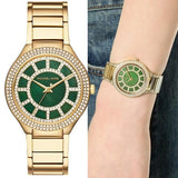 Buy Shop Michael Kors Kerry Green Dial Gold Steel Strap Watch for Women - MK3409 USA Online
