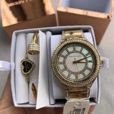 Buy Shop Michael Kors Kerry Mother of Pearl Dial Gold Steel Strap Watch for Women - MK3312 USA Online