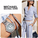 Buy Shop Michael Kors Kerry Mother of Pearl Dial Silver Stainless Steel Strap Watch for Women - MK3395 USA Online