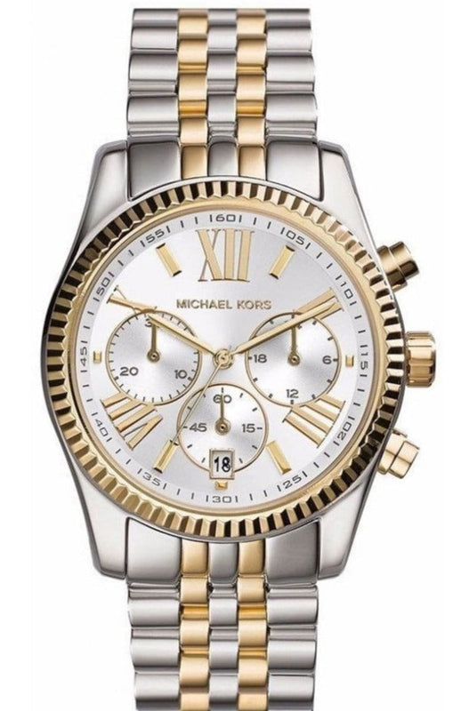 Buy Shop 🎁 Michael Kors Lexington Silver Dial Two Tone Steel Strap Watch for Women - MK5955 (100% off) USA Online