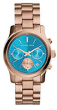 Buy Shop Michael Kors Runway Chronograph Turquoise Dial Rose Gold Steel Strap Watch For Women - MK6164 USA Online