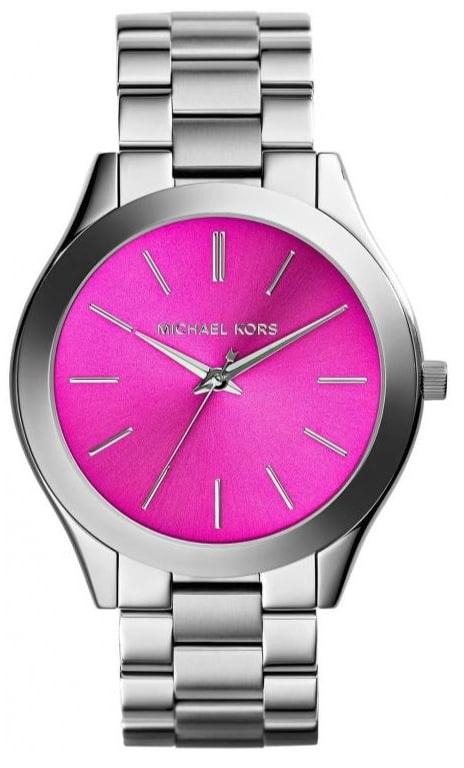 Buy Shop Michael Kors Slim Runway Quartz Pink Dial Silver Steel Strap Watch For Women - MK3291 USA Online