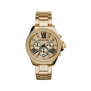 Buy Shop Michael Kors Wren Chronograph Crystal Pave Gold Dial Gold Steel Strap Watch for Women - MK6095 USA Online