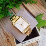 Buy Shop Michael Kors Lake Quartz White Dial Gold Steel Strap Watch For Women - MK3644 USA Online