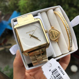 Buy Shop Michael Kors Lake Quartz White Dial Gold Steel Strap Watch For Women - MK3644 USA Online