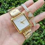 Buy Shop Michael Kors Lake Quartz White Dial Gold Steel Strap Watch For Women - MK3644 USA Online