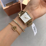 Buy Shop Michael Kors Lake Quartz White Dial Gold Steel Strap Watch For Women - MK3644 USA Online