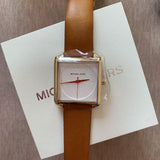 Buy Shop Michael Kors Lake White Dial Brown Leather Strap Watch For Women - MK2584 USA Online