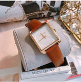 Buy Shop Michael Kors Lake White Dial Brown Leather Strap Watch For Women - MK2584 USA Online