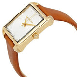 Buy Shop Michael Kors Lake White Dial Brown Leather Strap Watch For Women - MK2584 USA Online