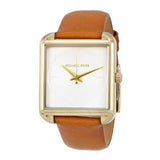 Buy Shop Michael Kors Lake White Dial Brown Leather Strap Watch For Women - MK2584 USA Online