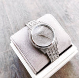Buy Shop Michael Kors Lauryn Analog Crystals Silver Dial Silver Steel Strap Watch For Women - MK3717 USA Online
