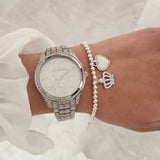 Buy Shop Michael Kors Lauryn Analog Crystals Silver Dial Silver Steel Strap Watch For Women - MK3717 USA Online