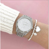 Buy Shop Michael Kors Lauryn Analog Crystals Silver Dial Silver Steel Strap Watch For Women - MK3717 USA Online