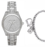 Buy Shop Michael Kors Lauryn Analog Crystals Silver Dial Silver Steel Strap Watch For Women - MK3717 USA Online