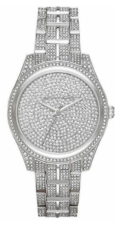 Buy Shop Michael Kors Lauryn Analog Crystals Silver Dial Silver Steel Strap Watch For Women - MK3717 USA Online