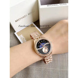 Buy Shop Michael Kors Lauryn Blue Dial Rose Gold Steel Strap Watch for Women - MK3723 USA Online