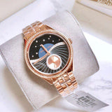 Buy Shop Michael Kors Lauryn Blue Dial Rose Gold Steel Strap Watch for Women - MK3723 USA Online