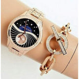 Buy Shop Michael Kors Lauryn Blue Dial Rose Gold Steel Strap Watch for Women - MK3723 USA Online