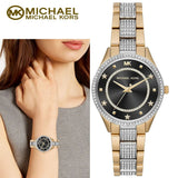 Buy Shop Michael Kors Lauryn Crystal Pave Black Dial Two Tone Steel Strap Watch For Women - MK4403 USA Online