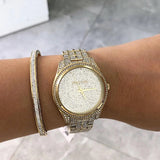 Buy Shop Michael Kors Lauryn Crystals Gold Dial Gold Steel Strap Watch For Women - MK3930 USA Online