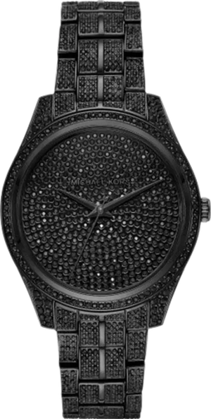 Michael Kors Lauryn Analog Crystals Black Dial Black Steel Strap Watch For Women - MK3980