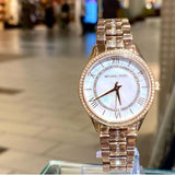 Buy Shop Michael Kors Lauryn Mother of Pearl Dial Rose Gold Steel Strap Watch for Women - MK3716 USA Online