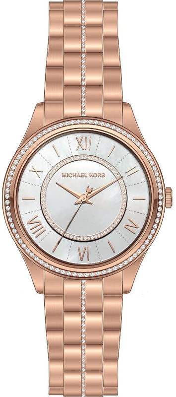 Buy Shop Michael Kors Lauryn Mother of Pearl Dial Rose Gold Steel Strap Watch for Women - MK3716 USA Online