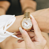 Buy Shop Michael Kors Lauryn Mother of Pearl White Dial Gold Steel Strap Watch for Women - MK3899 USA Online